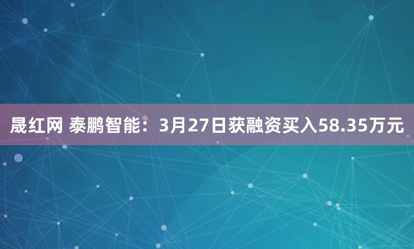 晟红网 泰鹏智能：3月27日获融资买入58.35万元