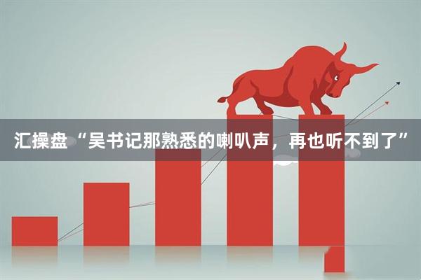 汇操盘 “吴书记那熟悉的喇叭声，再也听不到了”